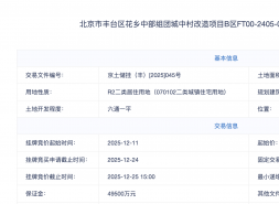 北京年度土拍收官战遇冷！丰台花乡地块或无人问津！